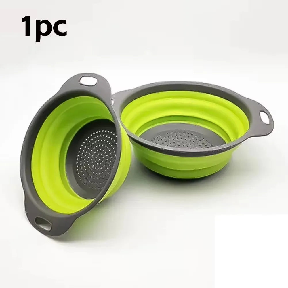 Silicone2026 Edition Folding Drain Basket Colander Eco Friendly Space Saving Kitchen Drainer Spring