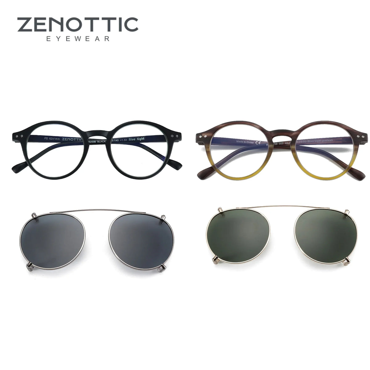 Clip2026 Edition On Sunglasses Retro Round Frames Anti Blue Light Polarizing Clip Ons Summer