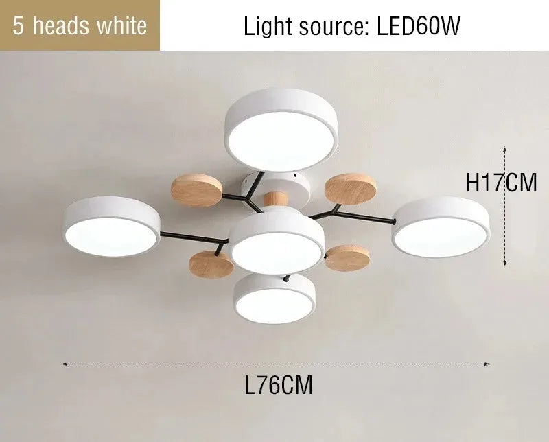 Ceiling Light LED Contemporary Fixture With Circular White Shades For Living Room