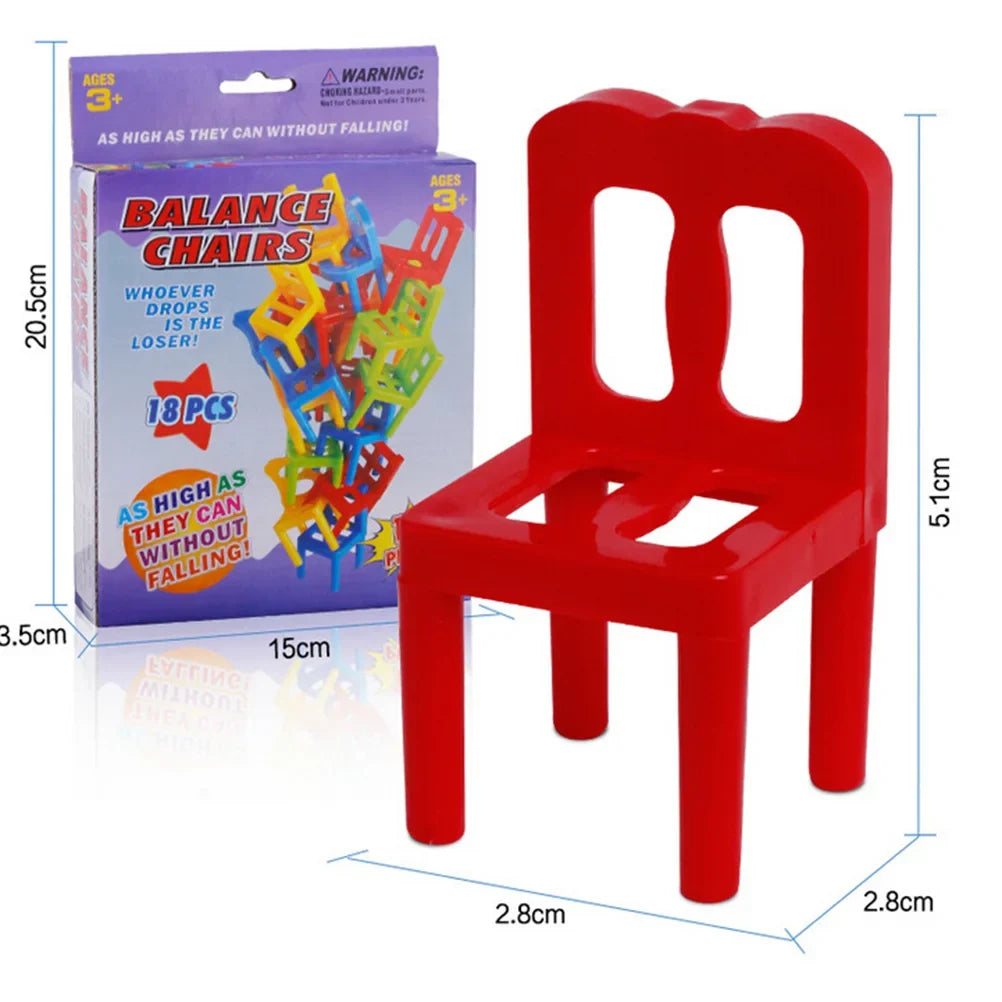 Educational Balance Chairs Game for Kids - Colorful 18-Piece Toy Kit, Eco-Friendly ABS Plastic, Fun Learning Activity