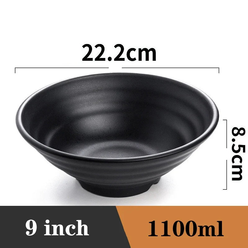 Bowl Ramen Black Plastic Japanese Style Noodle Bowl