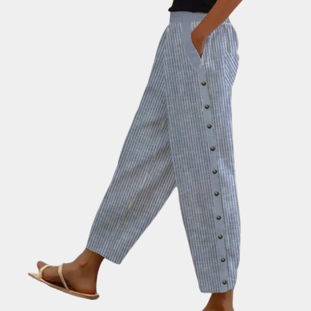 Vielseitige Damenhose – gestreift, atmungsaktiv, für Büro und Freizeit 1