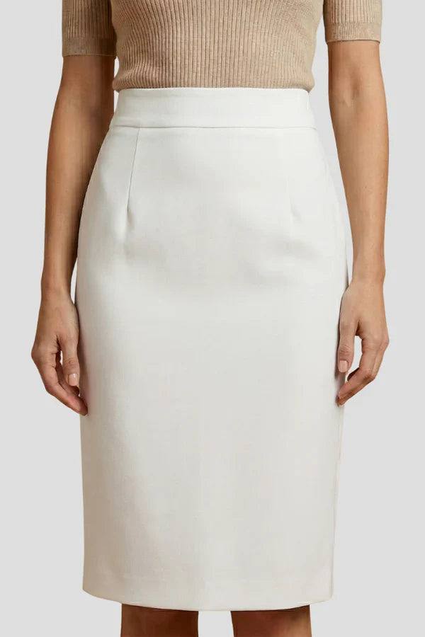 women's Stretchy pencil skirt - flattering high-waist, polyester, for office wear