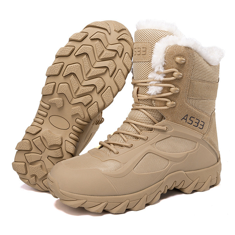 Anti-Slip Men's Snow Boots - High-Top Platform, Faux Fur