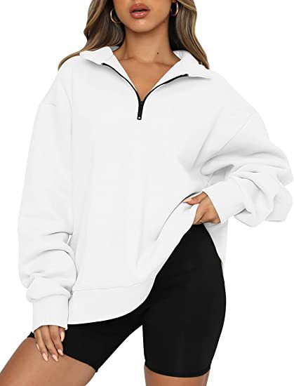 Light Women Zip Sweatshirt - Oversized Pullover Casual