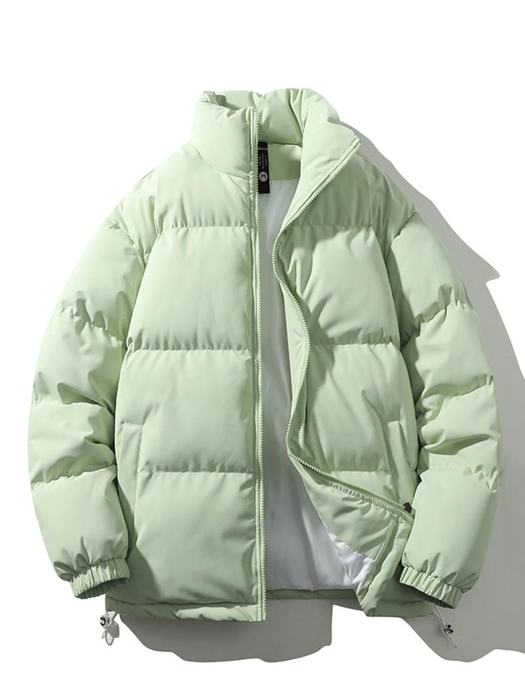 Light Men's Puffer Jacket - High Collar, Polyester