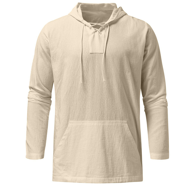 Light Casual Mens Pullover - Laceup V Neck, Linen