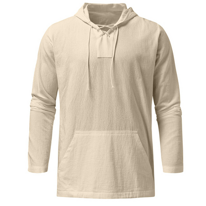 Light Casual Mens Pullover - Laceup V Neck, Linen