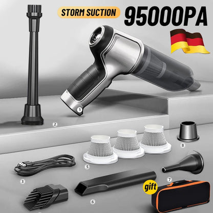 Cordless Car Vacuum Cleaner 95000Pa Travel-Friendly 4000mAh