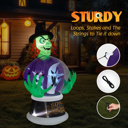 Witch2025 Edition Inflatable 5.9ft Crystal Ball Halloween Decor
