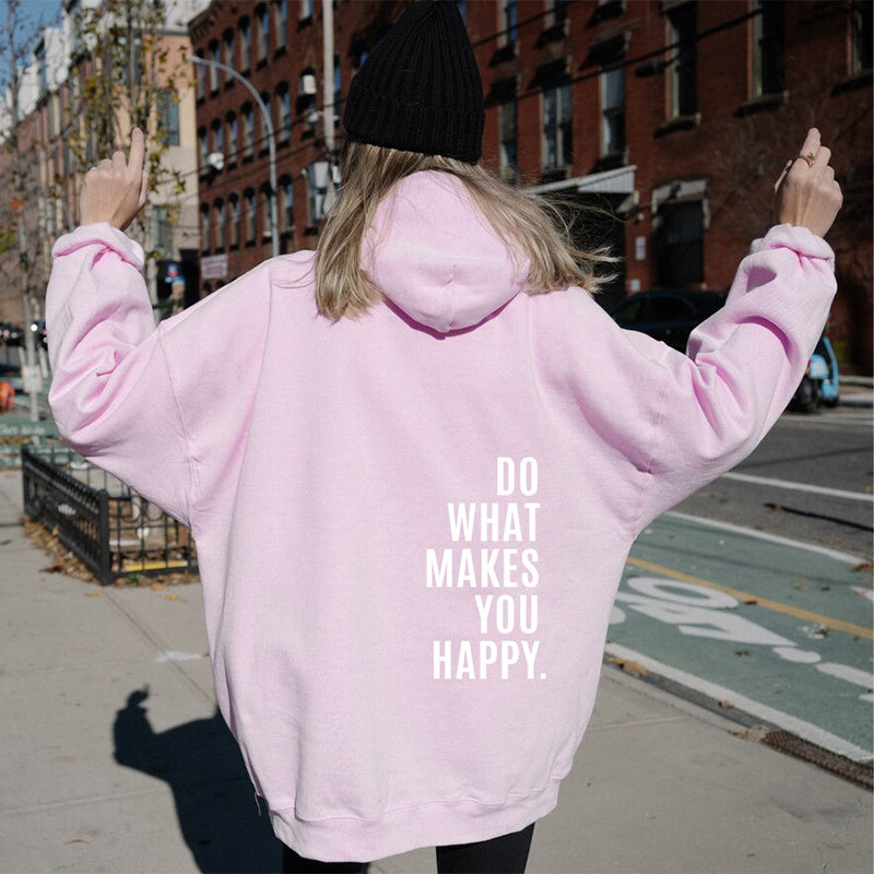 Women's Oversized Hoodie - Loose Back Print, Polyester