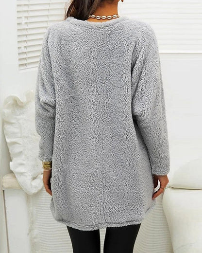 Plush Cozy Women’s Tunic Pullover - Oversized Sherpa, Winter
