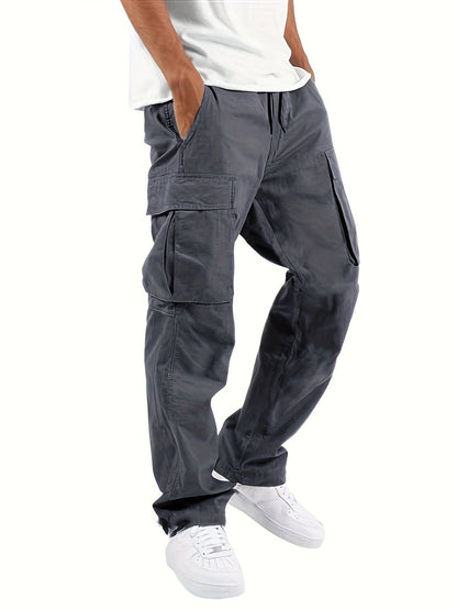 Oversized Black Cargo Pants for Men with Multiple Pockets, Comfortable Fit and Durable Cotton Blend Trousers-4