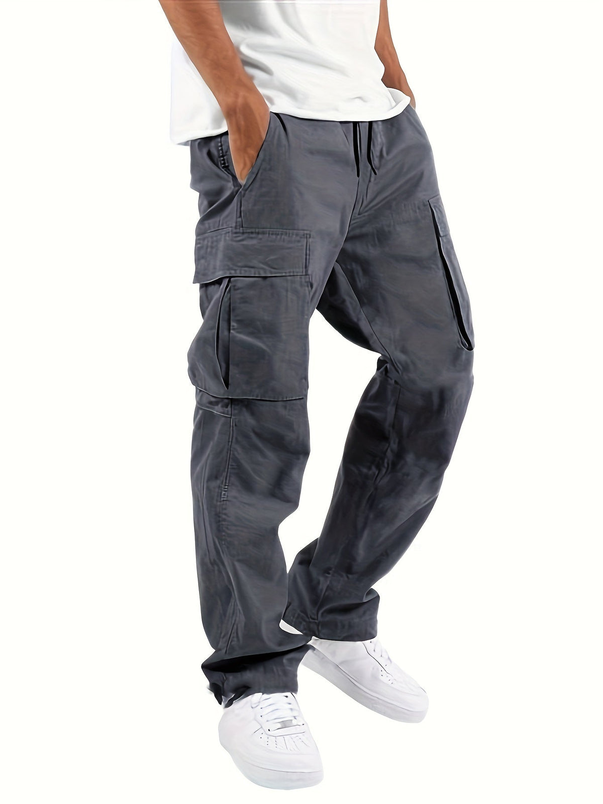 Variant image for Oversized Black Cargo Pants for Men with Multiple Pockets, Comfortable Fit and Durable Cotton Blend Trousers-17
