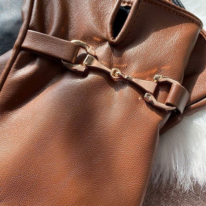 Scalloped Cuff, Lined – Warm Women’s Faux Leather Gloves