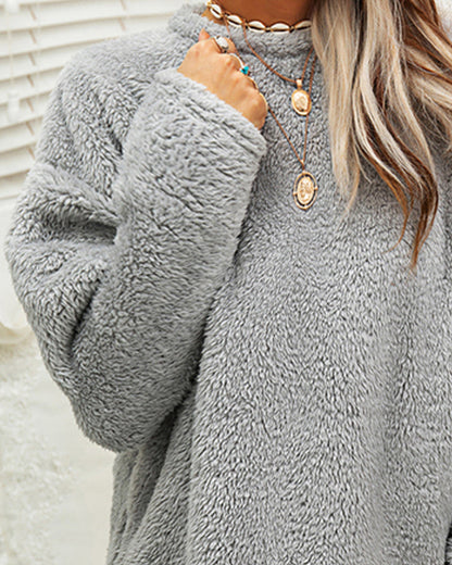 Plush Cozy Women’s Tunic Pullover - Oversized Sherpa, Winter