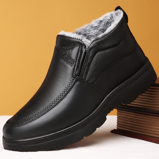 Water-Resistant Cozy Mens Slip-On Shoes - Faux Leather Winter