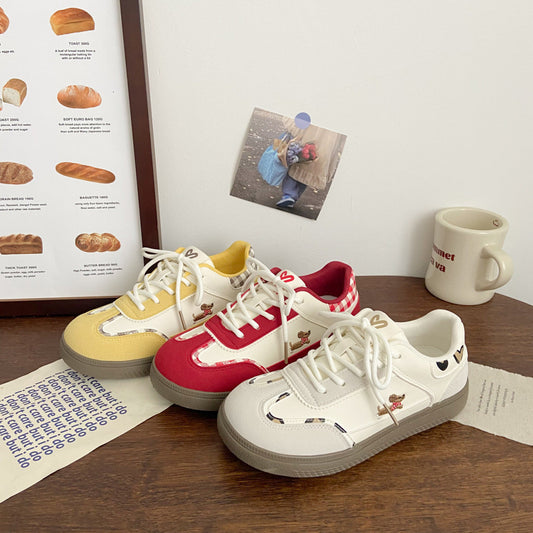 Light women's sneakers - color-blocked, versatile, PU, casual commuting hiking
