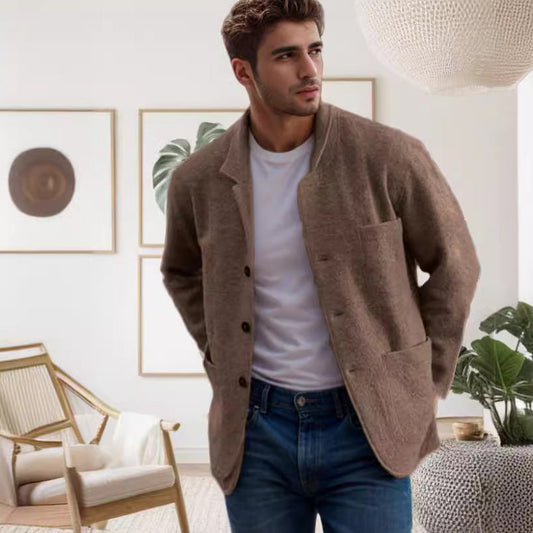 men's Warm jacket - blazer-style, long-sleeve, polyester, for everyday casual wear