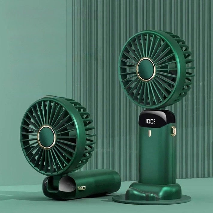 Hand-Held Mini Fan 3000mAh Travel-Friendly USB Battery-Powered Desk Fan 5 Speed Neck Hanging Outdoor Display Screen