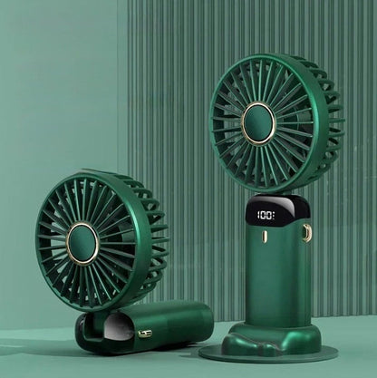 Hand-Held Mini Fan 3000mAh Travel-Friendly USB Battery-Powered Desk Fan 5 Speed Neck Hanging Outdoor Display Screen