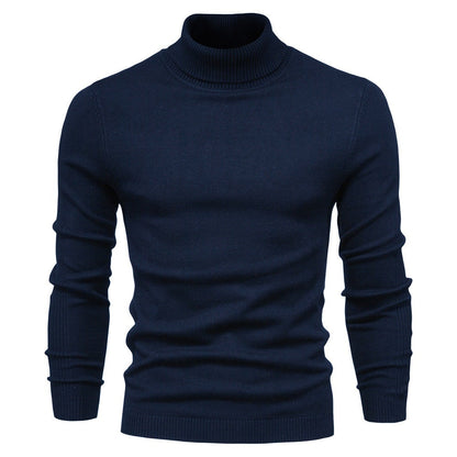 Plush Men's Turtleneck Sweater - Slim Fit Viscose Winter