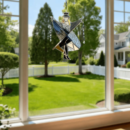 Glass Stained Sun Catcher Handmade Acrylic Dancing King Spinner Memphis Melody Window Decor Fall 2025 Gift
