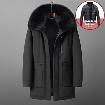 Warm Timeless Men's Down Jacket - Mid Length Polyester