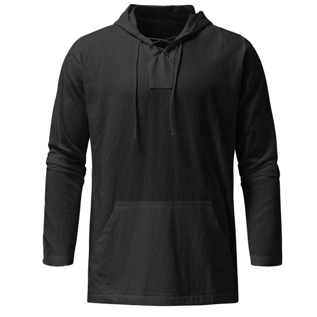 Light Casual Mens Pullover - Laceup V Neck, Linen