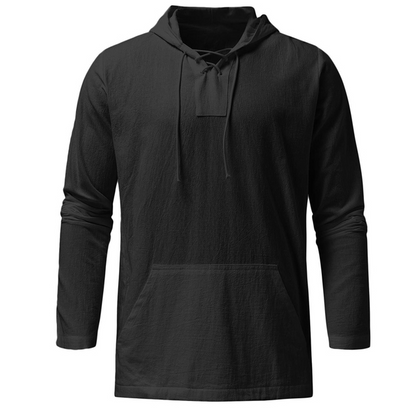 Light Casual Mens Pullover - Laceup V Neck, Linen