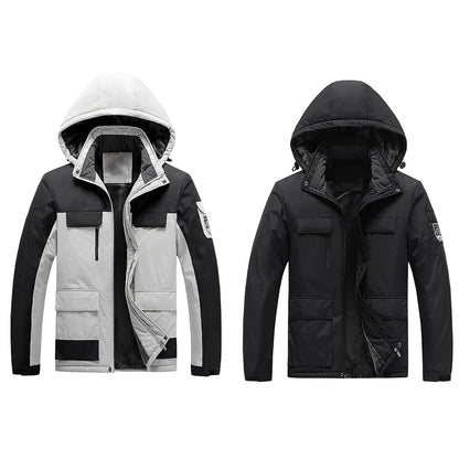 Water-Resistant Men's Rain Jacket - Hooded Colorblock, Packable