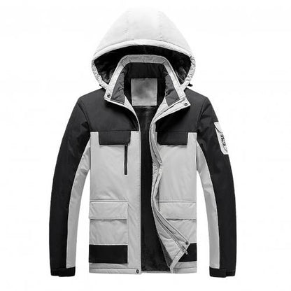 Water-Resistant Men's Rain Jacket - Hooded Colorblock, Packable