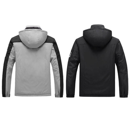 Water-Resistant Men's Rain Jacket - Hooded Colorblock, Packable