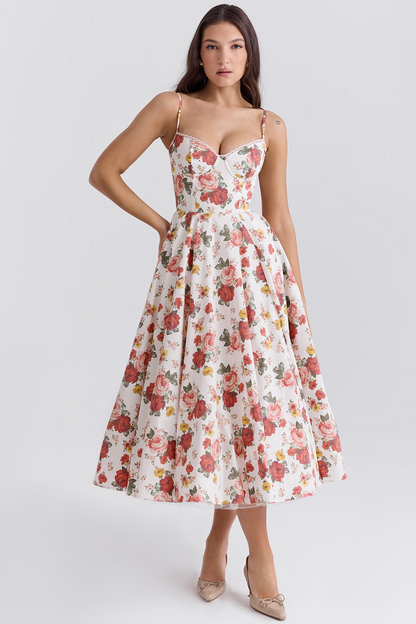 Variant image for Elegant White Satin Midi Dress with Spaghetti Straps and Tulle Skirt for Women - Perfect for Special Occasions-21