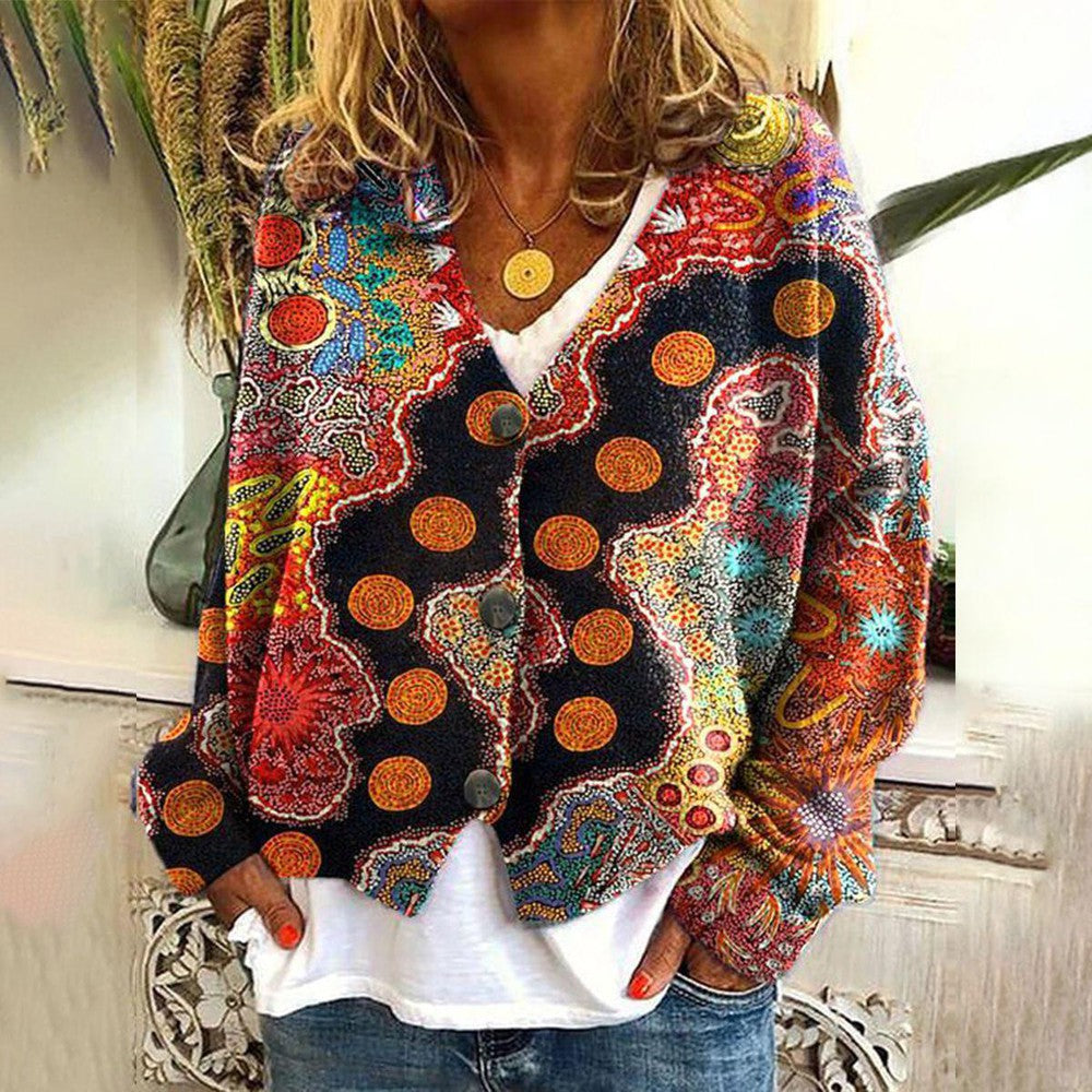 Women's Oversized Knitted Sweater with Vibrant Ethnic Patterns and Relaxed Fit, Sizes S to 3XL-2