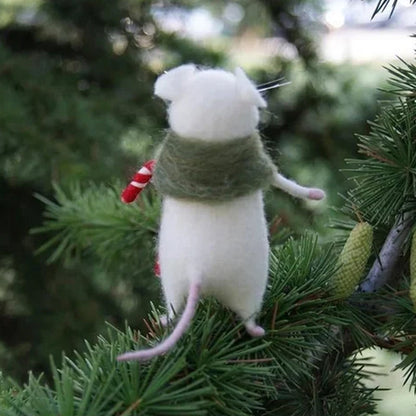 Felt Handcrafted Pumpkin Mouse Ornament - Unique Seasonal Decor for Halloween & Christmas Celebrations