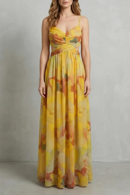 a-line, abstract print, mesh overlay, for evening events – Light women's slip dress