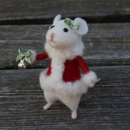 Felt Handcrafted Pumpkin Mouse Ornament - Unique Seasonal Decor for Halloween & Christmas Celebrations