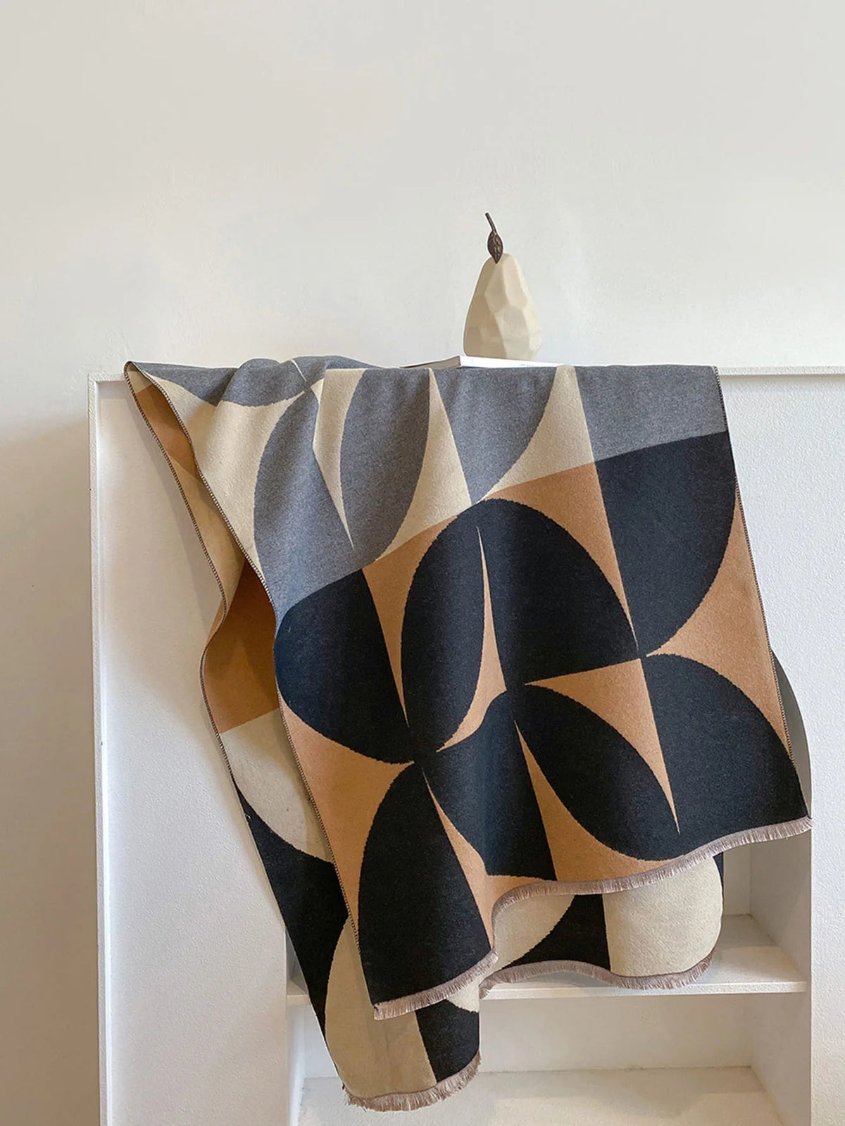 Oversized Womens Scarf - Reversible Patterned Cashmere