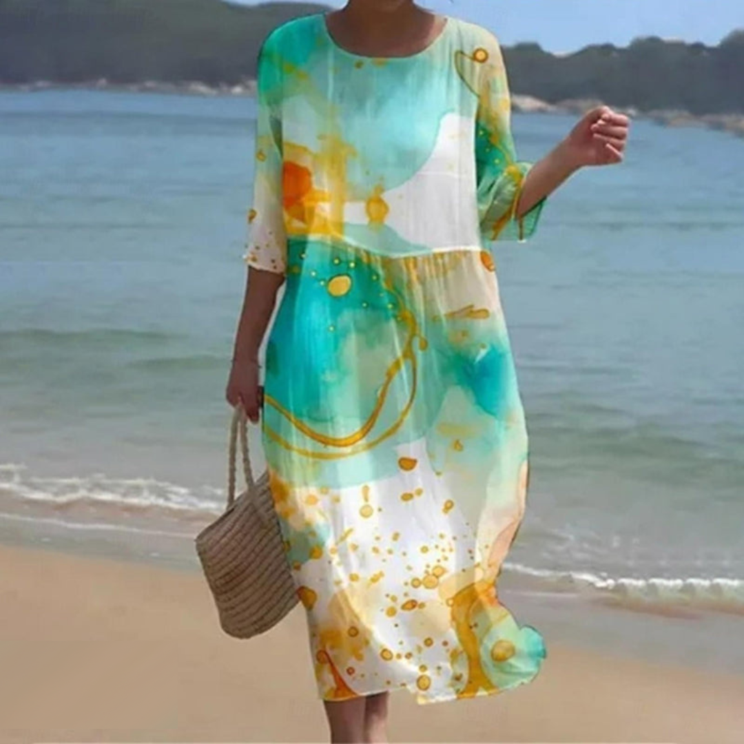 Variant image for Elegant Floral Print Summer Dress for Women - Comfortable Fit Wedding Guest or Cocktail Dress-7