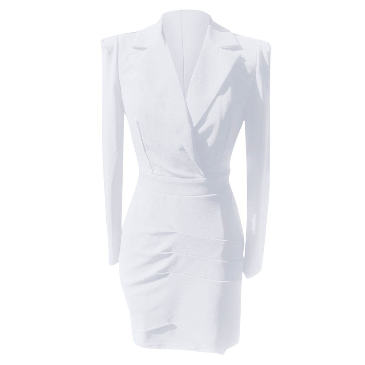 women's Fitted blazer dress - polished wrap-front, knee-length, rabbit hair, for office