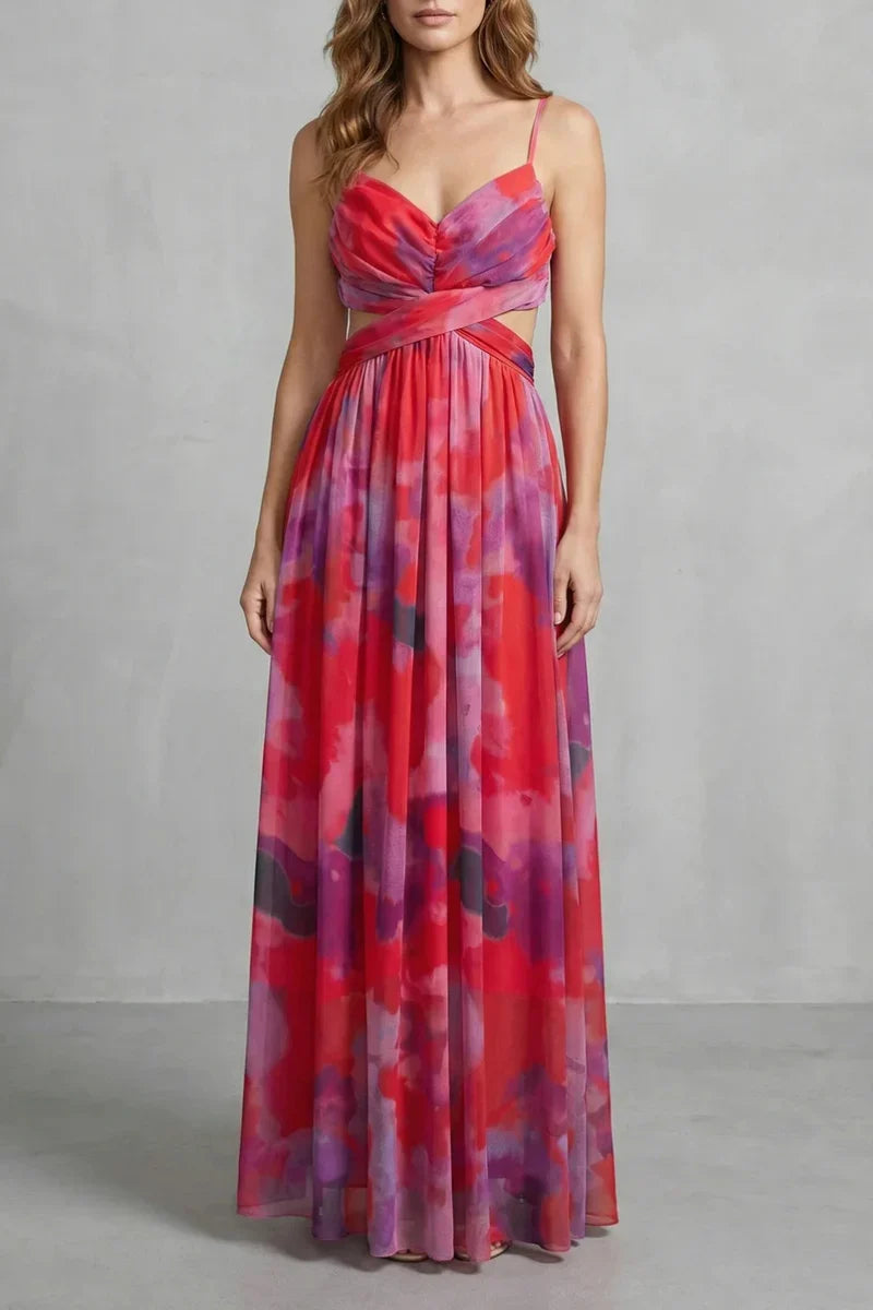 a-line, abstract print, mesh overlay, for evening events – Light women's slip dress