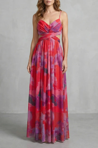 a-line, abstract print, mesh overlay, for evening events – Light women's slip dress