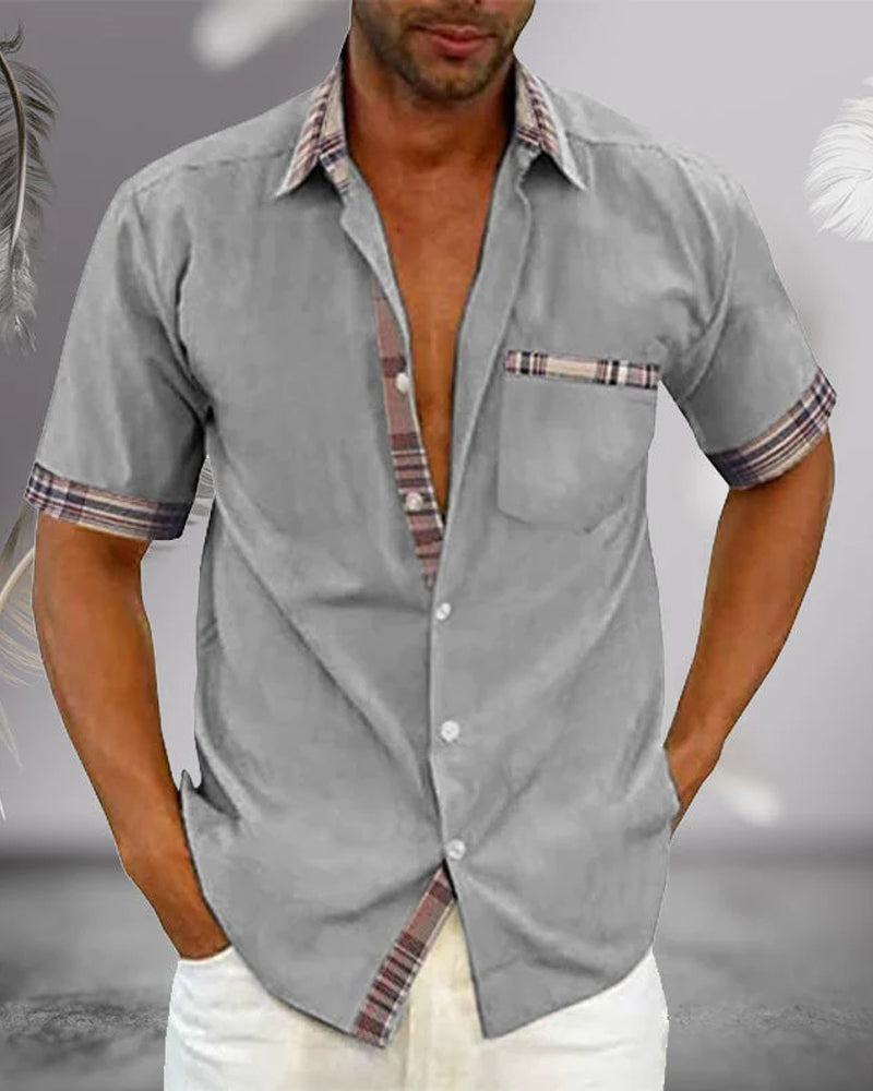 Variant image for Men's Short Sleeve Cotton Shirt for Casual and Semi-Formal Wear, Breathable Fabric, Slim Fit Available in Multiple Sizes-17