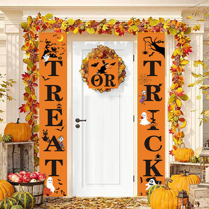 Door Halloween Banner Couplets Outdoor Black Red Decor