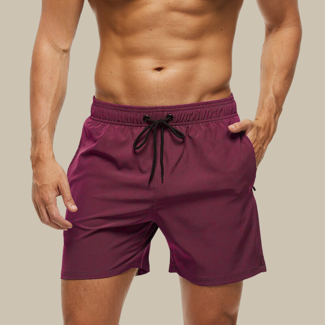 Men's Fast-Drying Swim Trunks with Zipped Pockets and Adjustable Cord Closure, Stretch Cut Bathing Suits for Beach and Pool Activities-6