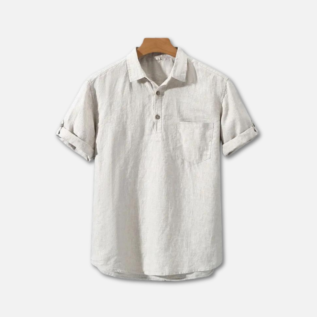 Lightweight Linen Polo Shirt for Men, Breathable Casual Wear in Various Colors, Relaxed Fit, Machine Washable-1