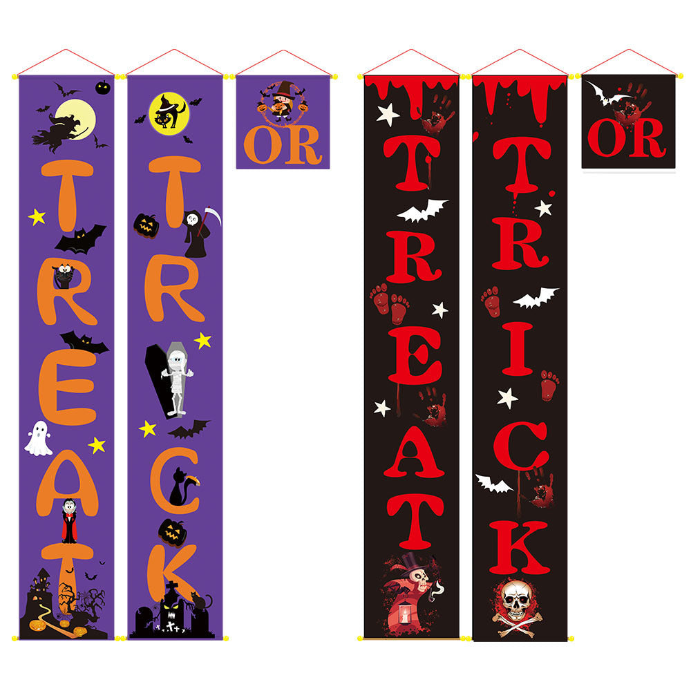 Door Halloween Banner Couplets Outdoor Black Red Decor