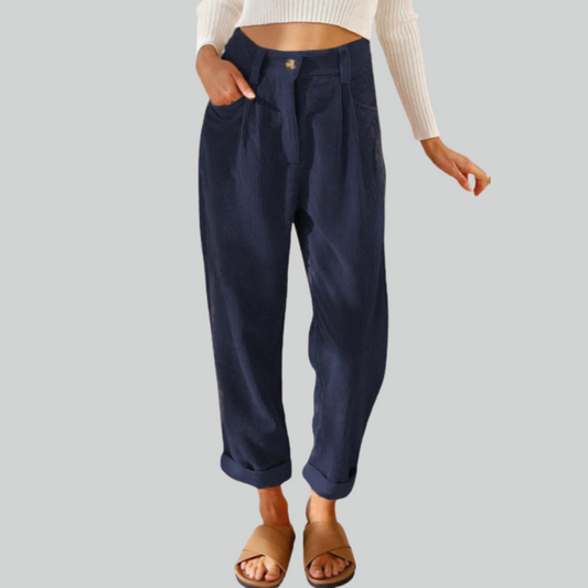 Color Solid Corduroy Straight Leg Pants for Women Fall Winter Fashion