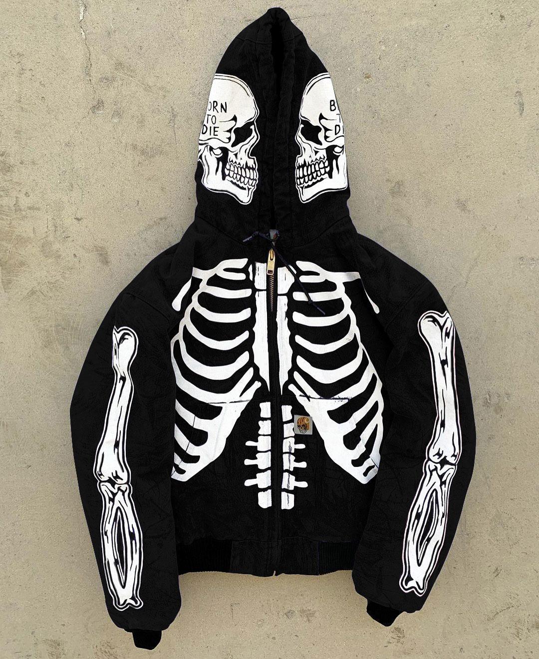 Men's Insulating Skeleton Hoodie - Full Zip Polyester Casual